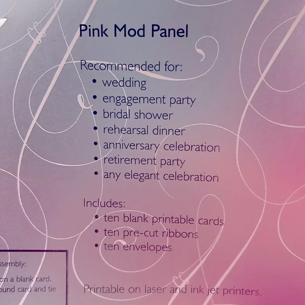 BNIB VINTAGE MODERN FLORAL & PINK PANEL INVITATIONS WITH POLKA RIBBONS 3 SETS/30